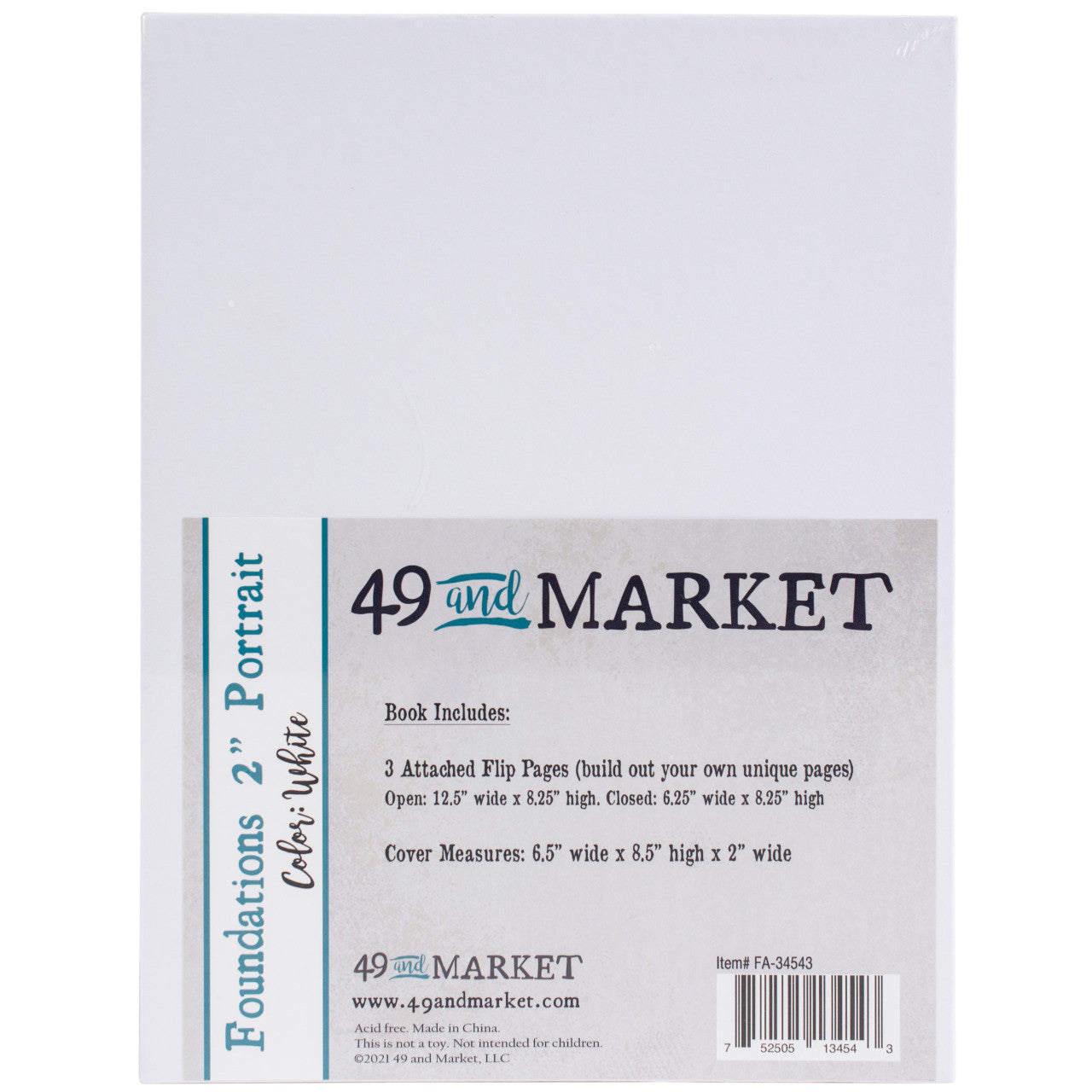 49 and Market Foundations 2" Portrait Album in White